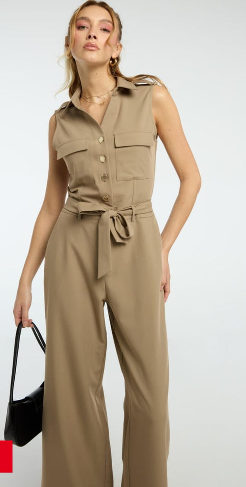 Beige Utility Jumpsuit
