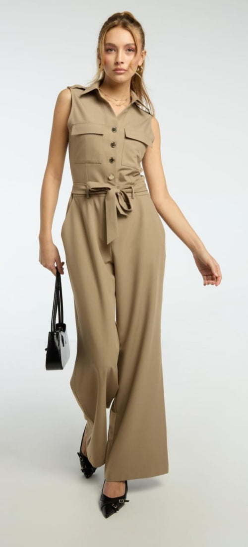 Beige Utility Jumpsuit